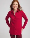 CHICO'S NO IRON™ SATEEN RHINESTONE SHIRT IN SIZE XL | CHICO'S