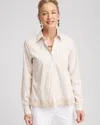 Chico's No Iron™ Scalloped-hem Shirt In Wild Truffle Size Xl |  In Wild Truffle
