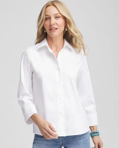 Chico's No Iron Scalloped Placket Shirt In White