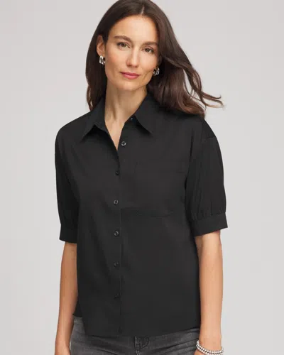 Chico's No Iron Short-sleeved Shirt In Black