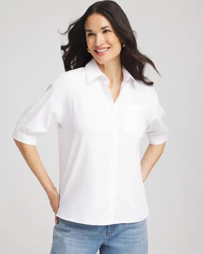 Chico's No Iron Short-sleeved Shirt In White