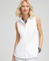 Chico's No Iron™ Sleeveless Sateen Shirt In White Size Xxl |  In Optic White