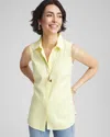 Chico's No Iron™ Sleeveless Sateen Shirt In Yellow Size Xl |  In Bright Yellow