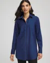 Chico's No Iron Slimming Striped Tunic In Cobalt Stone In Blue