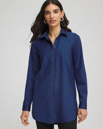 Chico's No Iron Slimming Striped Tunic In Cobalt Stone In Blue