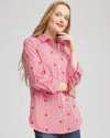 Chico's No Iron Stars & Stripes Sateen Shirt In