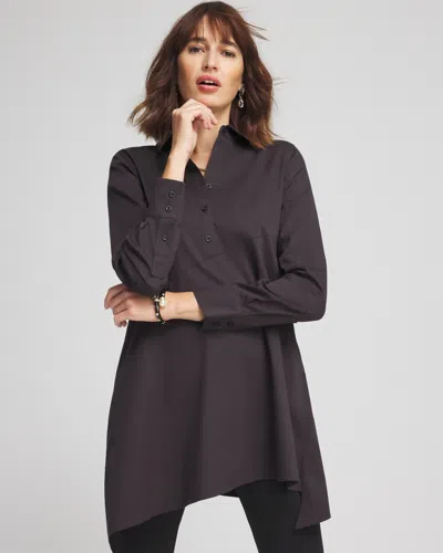Chico's No Iron™ Stretch Asymmetrical Tunic Top In Black Size Large |