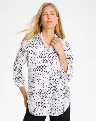 No Iron Stretch Geo Print Shirt In White from Chico's