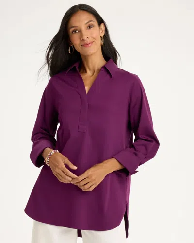Chico's No Iron Stretch Long-sleeve Tunic In Elderberry Wine