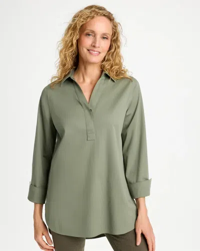Chico's No Iron Stretch Long-sleeve Tunic In Fresh Eucalyptus