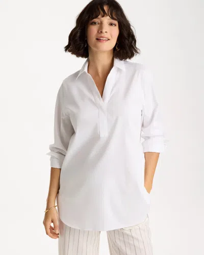 Chico's No Iron Stretch Long-sleeve Tunic In White