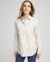 Chico's No Iron Stretch-sateen Jacquard Shirt In Taupe In Brown
