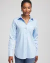 Chico's No Iron Stretch-sateen Shirt In Coastal Blue In Blue