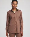 Chico's No Iron Stretch-sateen Shirt In Dried Mushroom