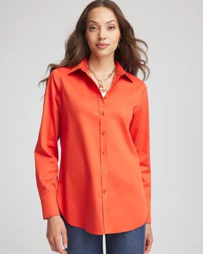 Chico's No Iron Stretch-sateen Shirt In Harvest Orange