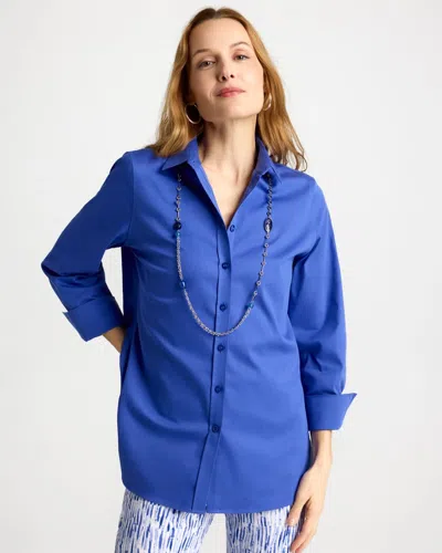 Chico's No Iron Stretch Shirt In Amparo Blue