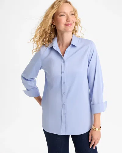 Chico's No Iron Stretch Shirt In Blue In Blue Muse