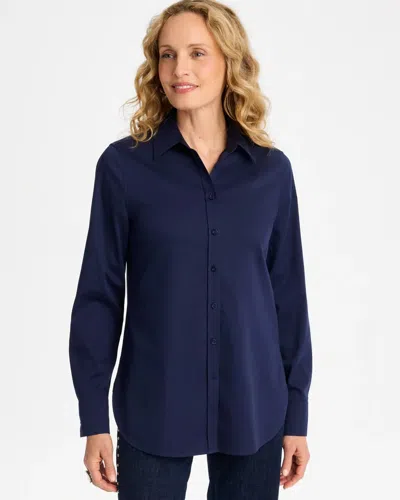 Chico's No Iron Stretch Shirt In Blue In Passport Blue