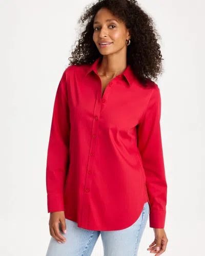 Chico's No Iron Stretch Shirt In Carmine Red