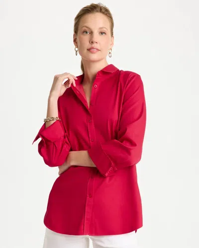 Chico's No Iron Stretch Shirt In Cherry Lush In Red