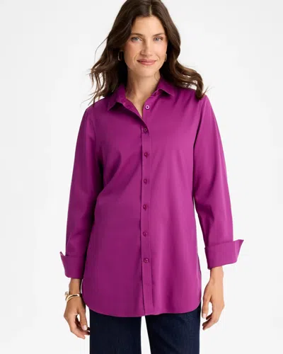 Chico's No Iron Stretch Shirt In Deep Berry Bliss