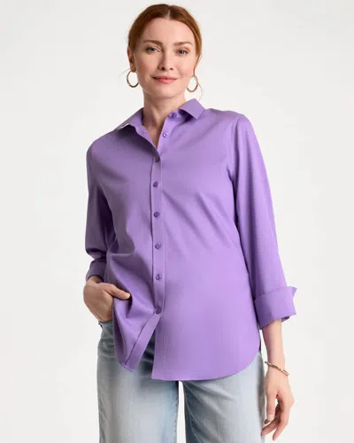 Chico's No Iron Stretch Shirt In Morning Lilac In Multi