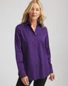 Chico's No Iron Stretch Shirt In Purple Elixir