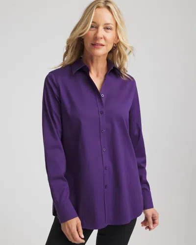 Chico's No Iron Stretch Shirt In Purple Elixir