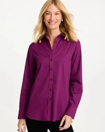 Chico's No Iron Stretch Shirt In Purple Plum