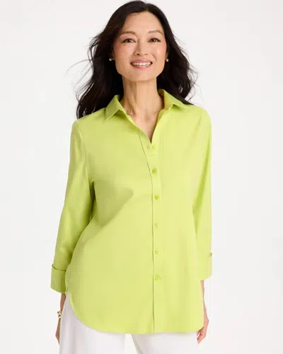 Chico's No Iron Stretch Shirt In Soft Lime In Green