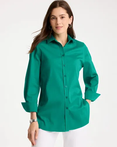 Chico's No Iron Stretch Shirt In Topanga Green