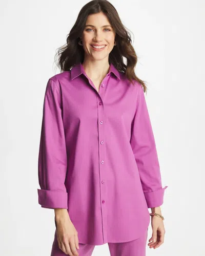 Chico's No Iron Stretch Shirt In Violet Shadow In Purple