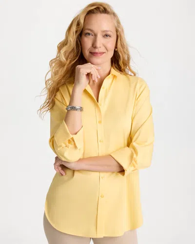 Chico's No Iron Stretch Shirt In Yellow
