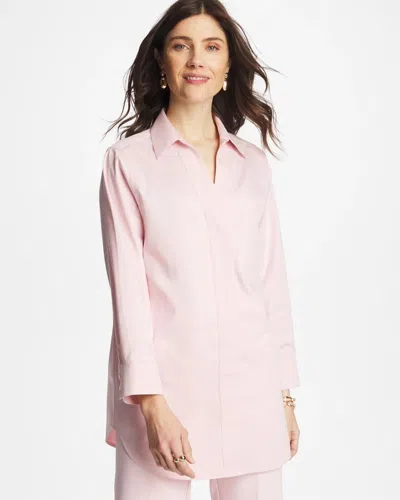 Chico's No Iron Stretch Splitneck Tunic In Sweet Blossom In Pink