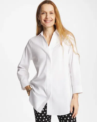 Chico's No Iron Stretch Splitneck Tunic In White