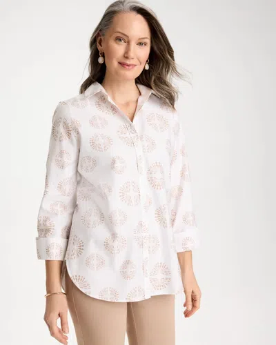 Chico's No Iron Stretch Stamped Shirt In White