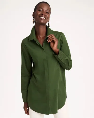 Chico's No Iron Stretch Trapunto Stitch Tunic In Serene Spruce