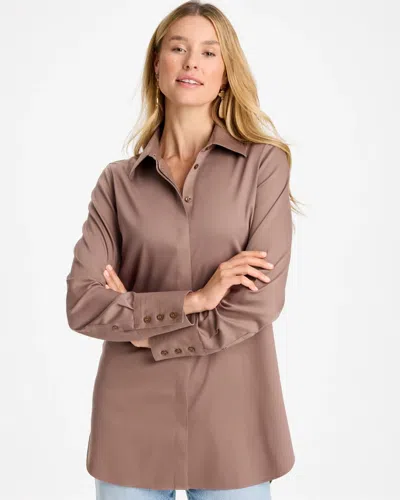 Chico's No Iron Stretch Tunic In Taupe In Urban Taupe