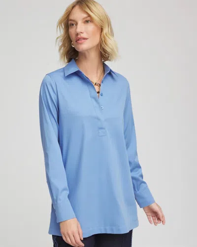 Chico's No Iron Stretch Tunic In Tidal Blue