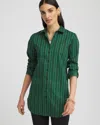 Chico's No Iron™ Striped Tunic Top In Juniper Size Medium |  In Juniper