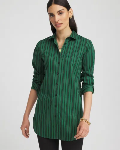 Chico's No Iron™ Striped Tunic Top In Juniper Size Medium |