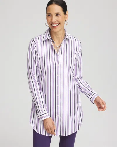 Chico's No Iron™ Striped Tunic Top In Purple Size Xs |  In Midnight Violet