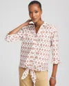 Chico's No Iron Tie-front Geo-print Shirt In Siesta Rose