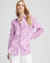 Chico's No Iron™ Tile Print Linen Shirt In Lavender Skies Size Xs |  In Lavender Skies