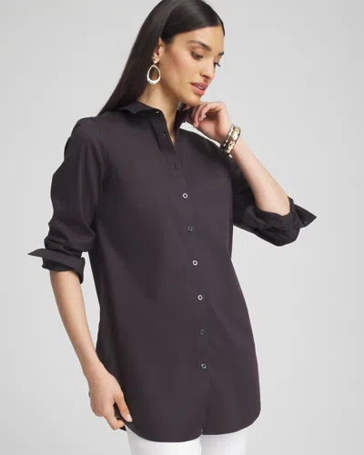 Chico's No Iron Tunic Top In Black Size Large |