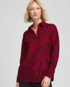 Chico's No Iron Vinstra Scrolls Shirt In Carmine Red In Red