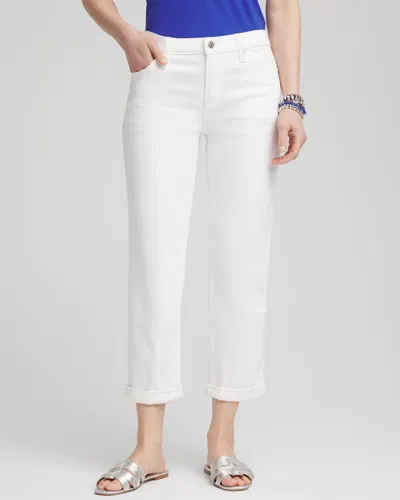 Chico's No Stain Boyfriend Cropped Jeans In White