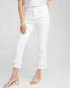 CHICO'S NO STAIN EMBELLISHED GIRLFRIEND CROPPED JEANS IN WHITE SIZE 20/22 | CHICO'S