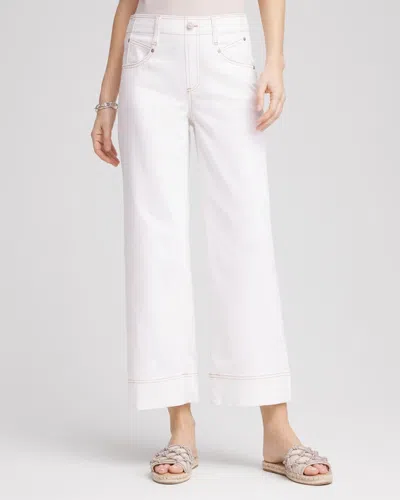 Chico's No Stain Pull-on Wide Leg Cropped Jeans In White