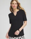 CHICO'S NOTCH NECK TEE IN BLACK SIZE 8/10 | CHICO'S